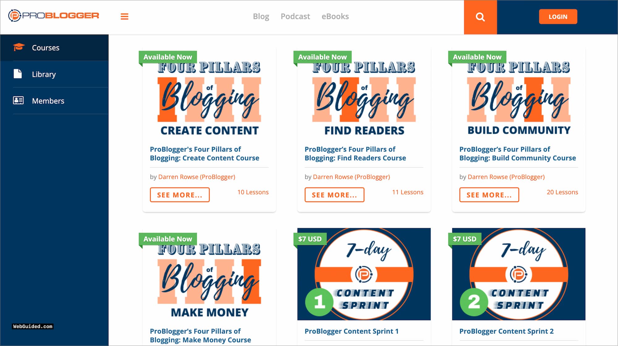 ProBlogger Courses- Free and Pro Courses Examples LearnDash Courses