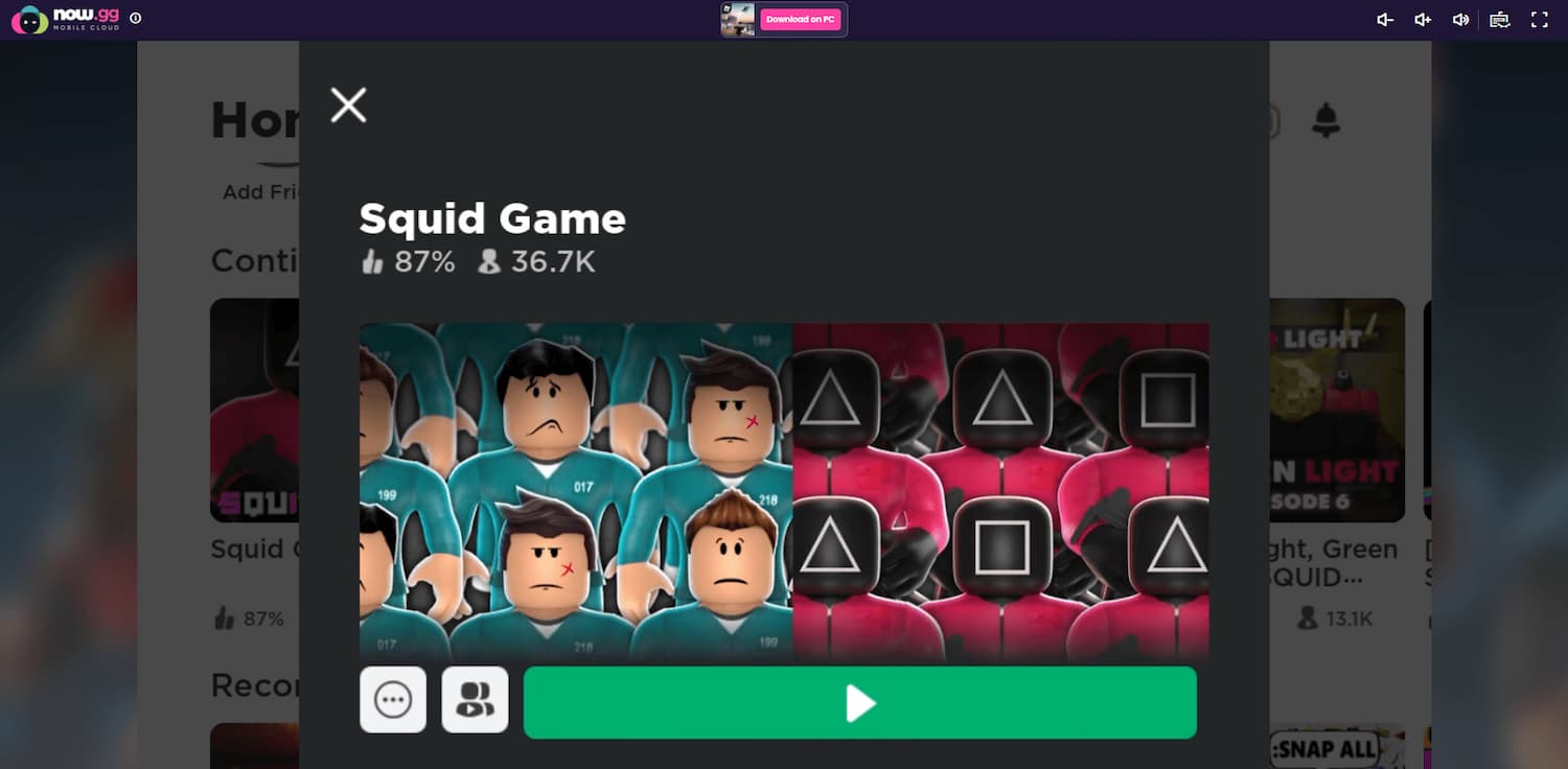 Squid Game on now.gg Roblox